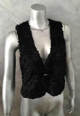 TRINA TURK Black Lamb Faux Fur Vest - Image 1 of 3