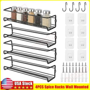 4Pack Kitchen Spice Rack Organizer Storage Shelf Cabinet Jar Holder Wall Mounted - Picture 1 of 12