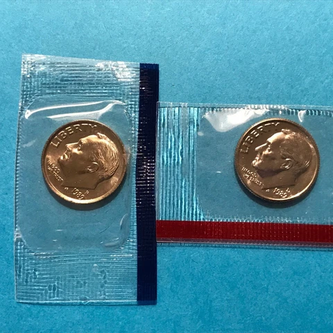 1989 P&D Roosevelt Dime US Mint Cello Unc    FREE SHIP Cover