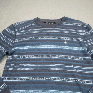 Volcom Sweater Mens Small Blue Striped Long Sleeve Pullover Skate Surf - Picture 1 of 8