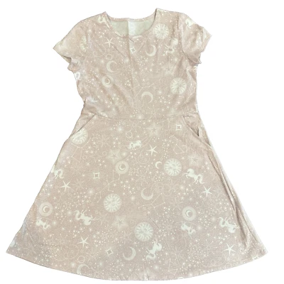 Wonder Nation Mauve 白色印花 SS 游戏裙 带口袋 女孩 XXL 18 全新 — 第 1/4 张图片