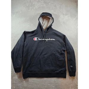 Champion Sudadera con Capucha Para Hombres XL Negro Polar Atletismo Pesado *Leer - Imagen 1 de 8