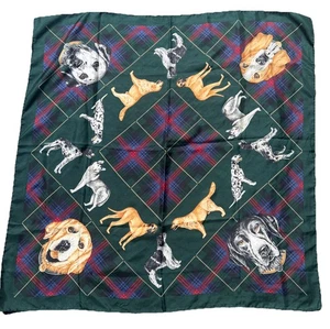 Rare Vintage Italian Silk Dog Scarf 34” Square - Picture 1 of 11