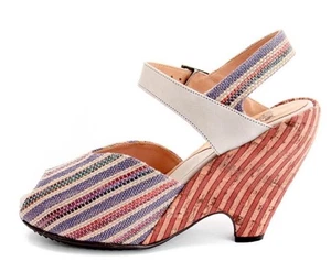 John Fluevog PINDOWNS RAQUEL Pinup 50s Retro Peep Toe Wedge Heels Sandals Size 7 - Picture 1 of 13