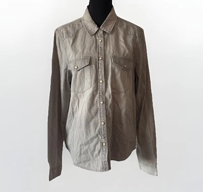 Camisa gris manga larga Allsaints para mujer talla 10 EE. UU. botón a presión vanguardista grunge cápsula Foto 1 de 4