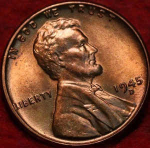 Uncirculated Red 1945-D Denver Mint Copper Lincoln Wheat Cent - Picture 1 of 2