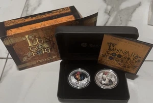 2017 Tuvalu Lunar Good Fortune Year of Rooster 1 Oz Silver Proof Two-Coin Set - Picture 1 of 3