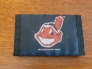 Vtg Rico Cleveland Indians Chief Wahoo Logo Blue Tri-fold Wallet 1990 - Picture 1 of 7