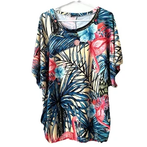 Blusa Top Loveu Dear Talla 1X Mujer Manga Corta Colorido Flamenco Floral - Imagen 1 de 9