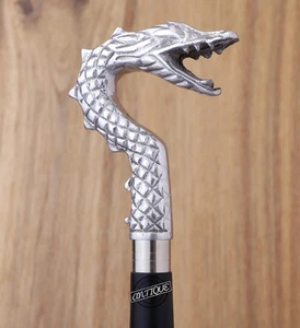 Silver Dragon Solid Mobility Walking Cane Stick Wood Shaft for Men - Yang Symbol - Picture 1 of 4