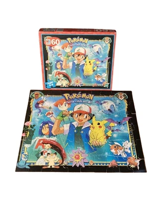 Винтажный 1999 Pokemon 60 шт. Пазл Nintendo Milton Bradley MB 90-е ПОЛНЫЙ КОМПЛЕКТ! - Изображение 1 из 4