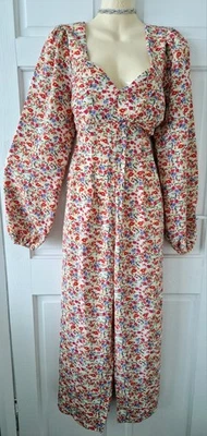 Bonito Mono Boohoo Ditsy Estampado Floral Pierna Ancha Mangas Largas Fiesta Talla 12 Foto 1 de 4