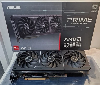 RX 9070 AMD Radeon Graphics card 16GB Gaming Asus Prime OC GDDR6 Boxed & Tested - Image 1 of 4