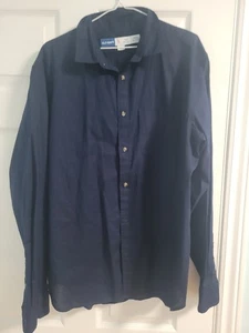 Old Navy Everyday Shirt Flex Solid Navy Blue Pocket Size XL Reg Fit - Picture 1 of 6