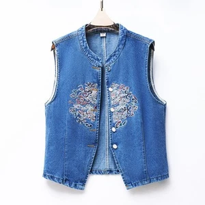 Women's Waistcoat Embroidery Denim Vest New Ladies Denim Sleeveless Vest Jacket! - Picture 1 of 27