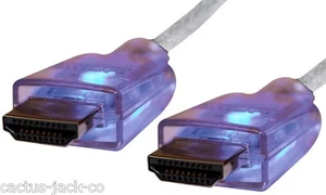 HIGH QUALITY 2.5M METRE HDMI TO HDMI V1.3 CABLE WITH BLUE LED LIGHT UP PLUGS - Picture 1 of 1