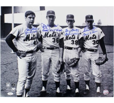 Seaver, Gentry, Koosman & Ryan Signed New York Mets Unframed 16x20 Photo - Insc - Image 1 of 3