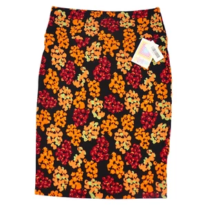 LuLaRoe Women's Cassie Fitted Stretch Pencil Skirt Black Orange Floral Pattern M - Picture 1 of 4