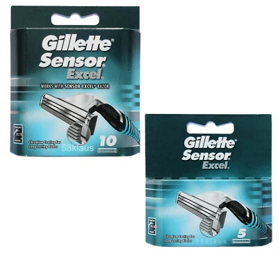 15x Gillette Sensor Excel Rasierklingen Klingen / 10er OVP + 5er Pack = 15 Stück - Bild 1 von 3