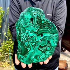 2.16LB Natural Green Malachite Slab Quartz Crystal Slice Ore Specimen Healing - Picture 1 of 15