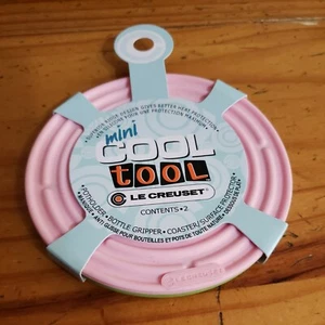 NWT Le Creuset Set of 2 Mini Cool Tools Silicone Trivet Coaster 4" Kiwi & Pink - Picture 1 of 6