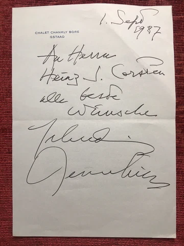 YEHUDI MENUHIN LEGENDARY VIOLINIST SIGNED VINTAGE LETTER FROM HOME ADDRESS Cover