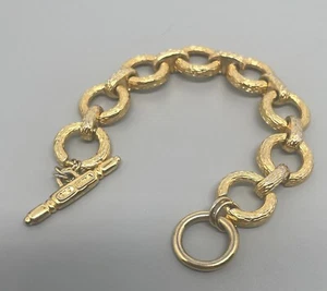 KJL Kenneth Jay Lane 1970’s Textured Round Link Toggle Bracelet  - Bild 1 von 7