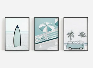 Set of 3 Palm Tree Coastal Beach Relaxing View. Perfect Home Decor - Picture 1 of 6