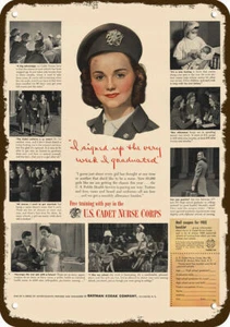 1944 U.S. Cadet Nurse Corps School Vintage-Look DECORATIVE REPLICA METAL SIGN - Picture 1 of 1