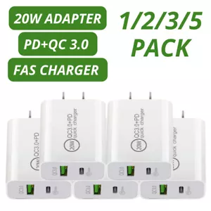 For iPhone 13 12 11 Pro Max 8 20W QC Wall Fast Charger Block USB C Power Adapter - Picture 1 of 16