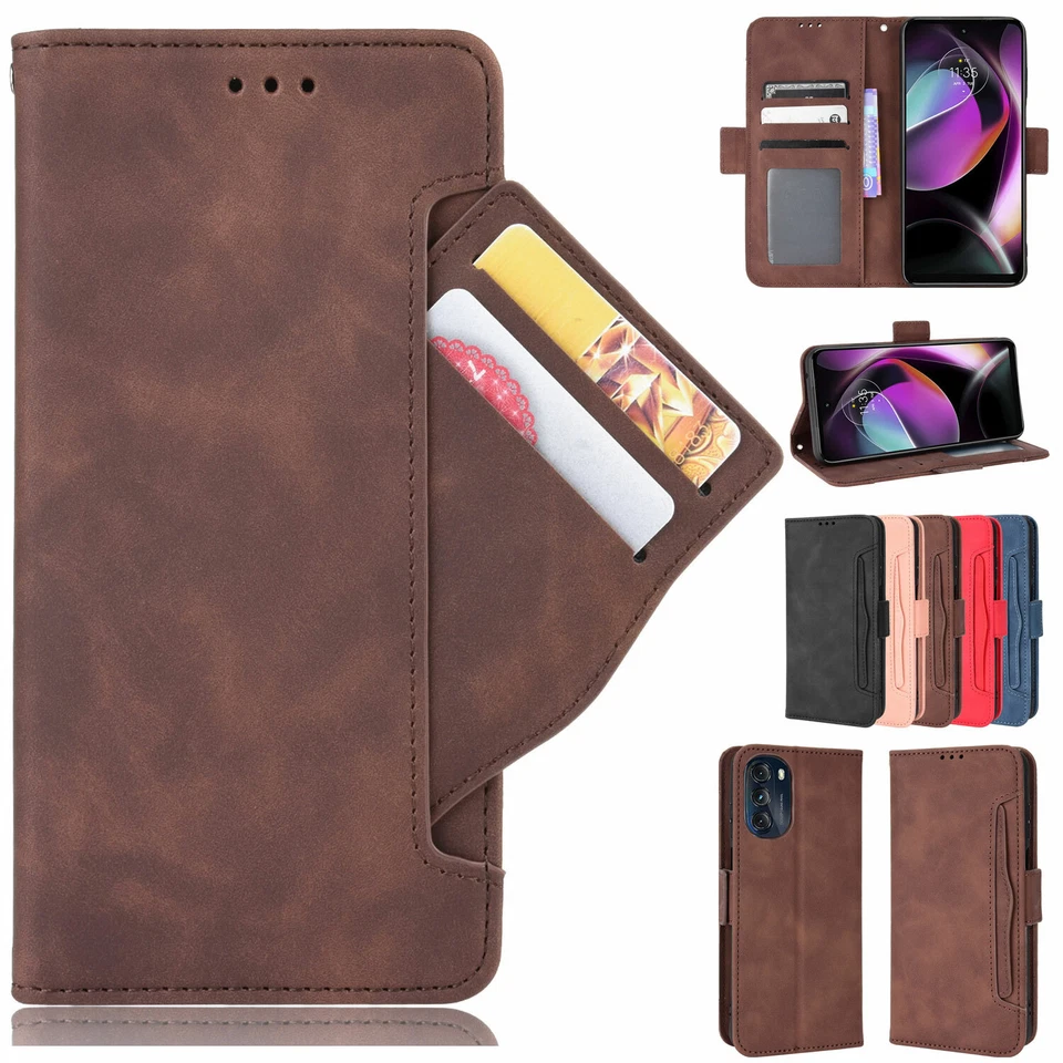 For Motorola Moto G (2022) Case Card Slots Leather Wallet Stand Flip Cover - Image 1 of 4