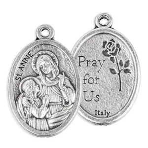 Sainte Anne - Priez pour nous - Médaille italienne ton argent moulé sous pression OX 1" OV22-610 - Photo 1 sur 1