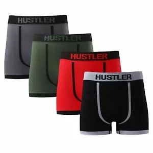 3 Pairs Mens HUSTLER Seamless Boxer Shorts Trunks Briefs Adults Underwear S-XL - Picture 1 of 4