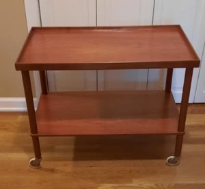 Vintage Mid-Century Modern Danish Teak Rolling Table / Bar Cart - Picture 1 of 12