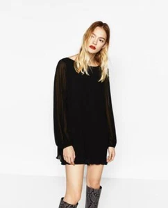 Zara Womens Black One Piece Dress Top NWT 4437/245/800 Sz Large NWT - Picture 1 of 5