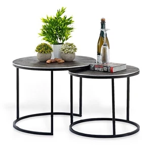 Couchtisch Carlton metall rund 2er ø55u.45cm Beistelltisch Set - Bild 1 von 6