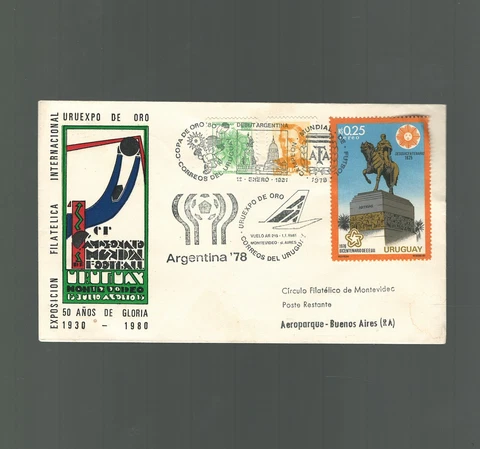 Uruguay Flight Cover Montevideo to Buenos Aires 1981 Argentina Debut Soccer Cover