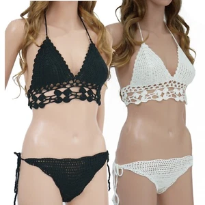 Bikini de punto liso de moda Reino Unido 8-14 Traje de baño Traje de baño Ropa de playa UV88007 - Imagen 1 de 7