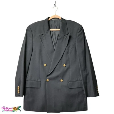 Chaqueta Blazer Valentino Uomo Negra Lana Doble Pecho Dorado Botón Hombres Talla 42 Foto 1 de 4