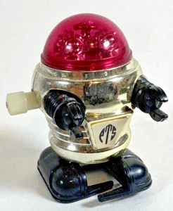 Vintage 1977 Tomy Wind Up Walking Rascal Robot Silver Body Red Dome Orange - Bild 1 von 8