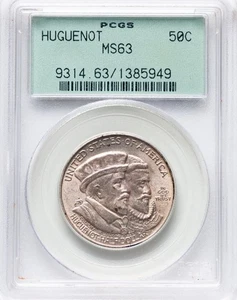 1924 Huguenot Commemorative Silver Half Dollar-PCGS MS 63- 3.0 Green Holder - Picture 1 of 2