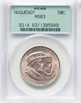 1924 Huguenot Commemorative Silver Half Dollar-PCGS MS 63- 3.0 Green Holder - Image 1 of 2