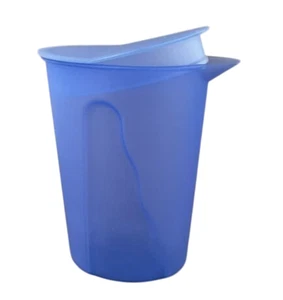 TUPPERWARE #3216B - 6 IMPRESSIONEN OVALER KRUG 1 QUART SCHMAL WIPPE OBEN TRANSPARENT BLAU - Bild 1 von 2