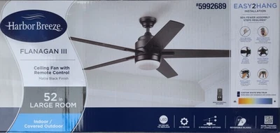 Harbor Breeze Flanagan II 52" Matte Black Color-changing Indoor Ceiling Fan NEW - Image 1 of 3