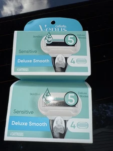 Paquete de 2 cartuchos/5 hojas Gillette Venus Sensitive Skin Elixir Deluxe Smooth4 - Imagen 1 de 2