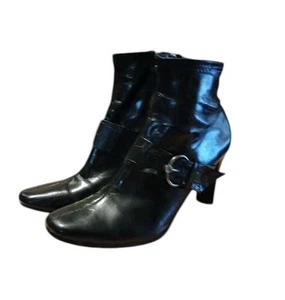 Etienne Aigner Babette 3" Heel Ankle Boots Women’s Size 8 1/2 M Black Buckle Zip - Picture 1 of 12