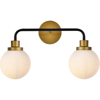 Living District LD7032W19BRB Hanson Bathroom Vanity Light Black and Brass - Image 1 of 4