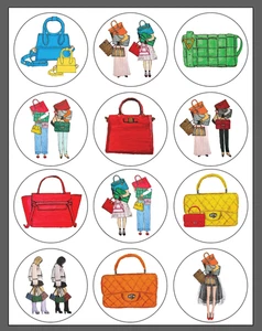 Fashion Handbag Shoes Sticker Sheets Hand Sketched! Gift Cute Scrapbook Stickers - Picture 1 of 7
