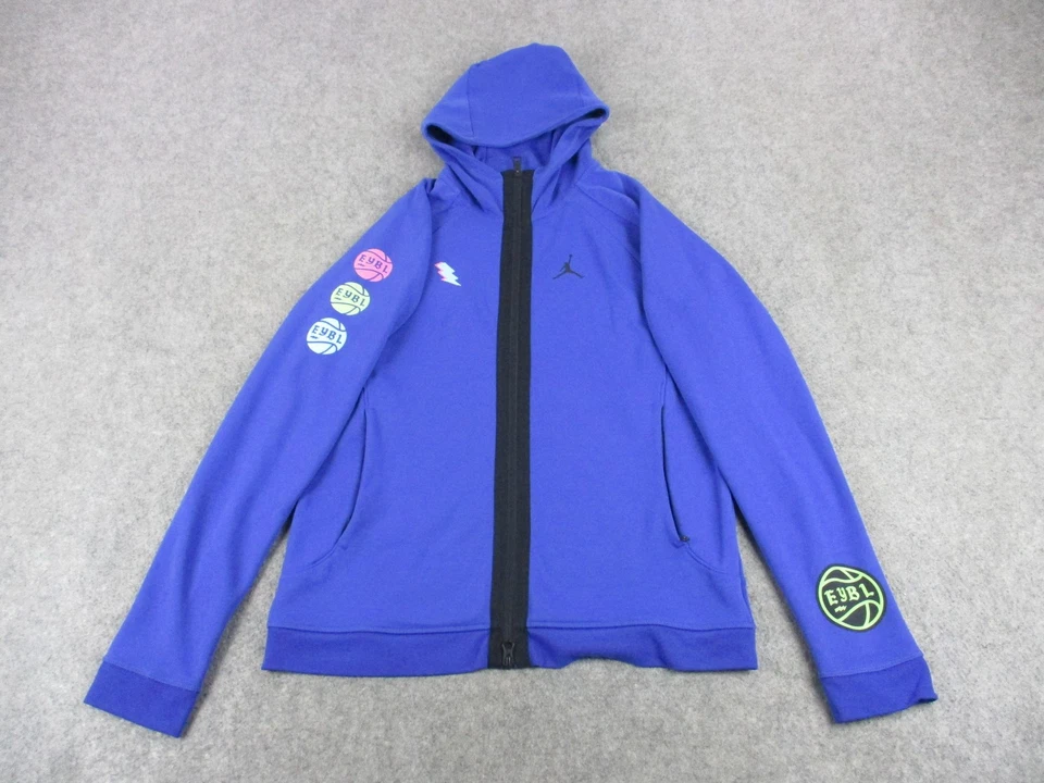 Nike Jordan Jumpman Hoodie Mens Medium Blue EYBL Dri-FIT Full Zip Basketball - Image 1 of 4