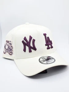 New Era NY Yankees LA Dodgers World Series Cream 9FORTY A-Frame Snapback Hat - Picture 1 of 13
